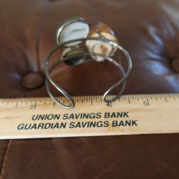 Melissa Joy Manning OOAK sterling silver, tigers eye, agate & fossil cuff MJM - Picture 5 of 16